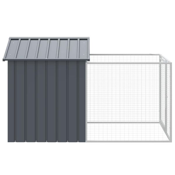 vidaXL Σπιτάκι Σκύλου με Αυλή Ανθρακί 117x201x123 εκ. Γαλβαν. Χάλυβας