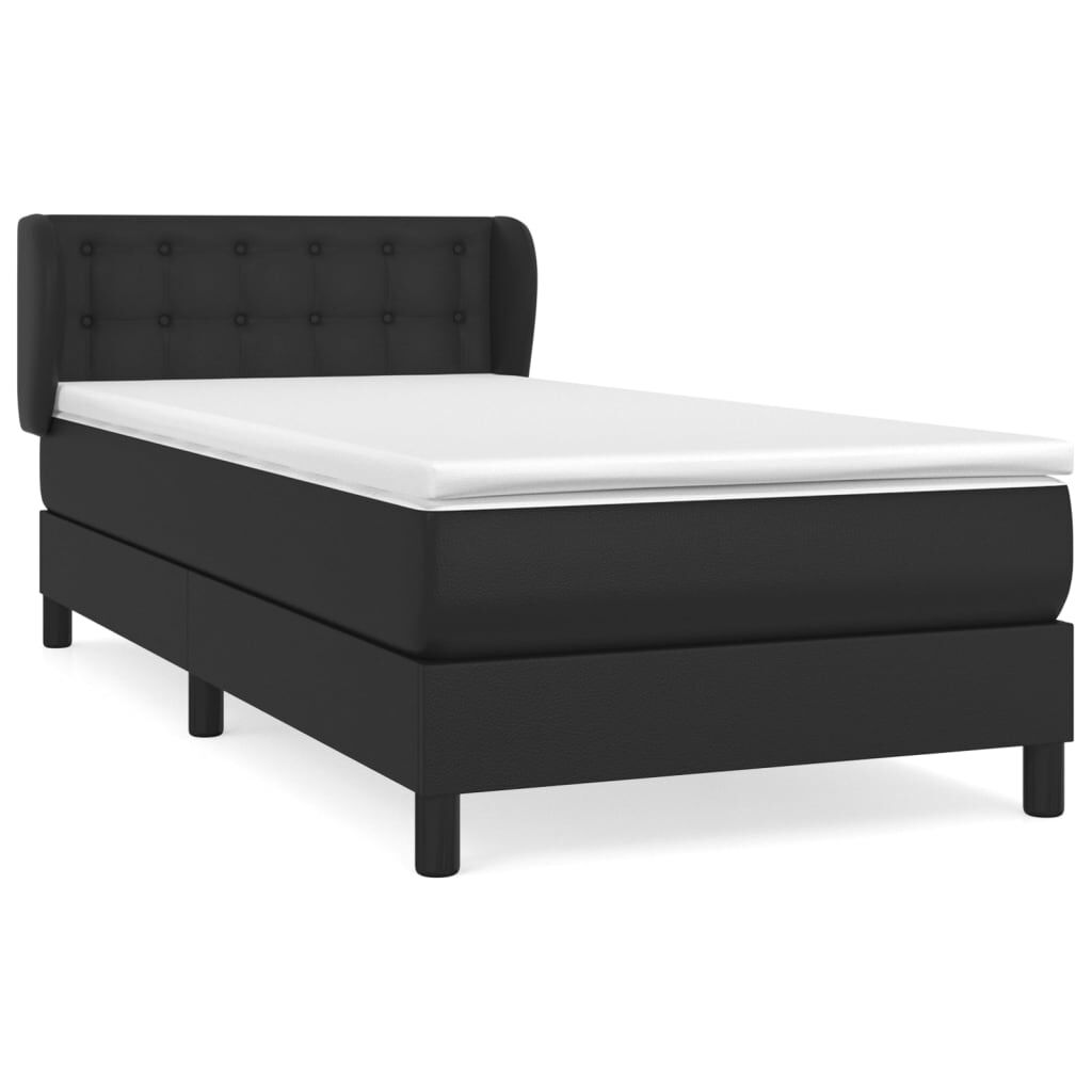 vidaXL Κρεβάτι Boxspring με Στρώμα Μαύρο 100x200εκ.από Συνθετικό Δέρμα