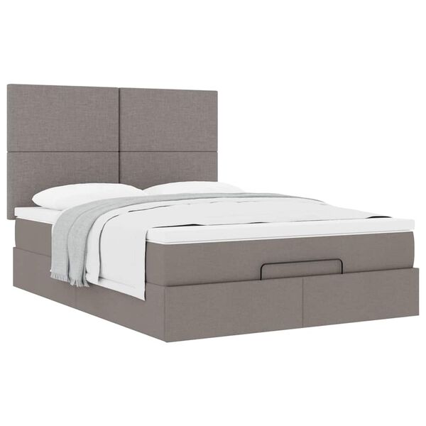 vidaXL Οθωμανικό κρεβάτι με στρώμα Taupe 140x200cm ύφασμα