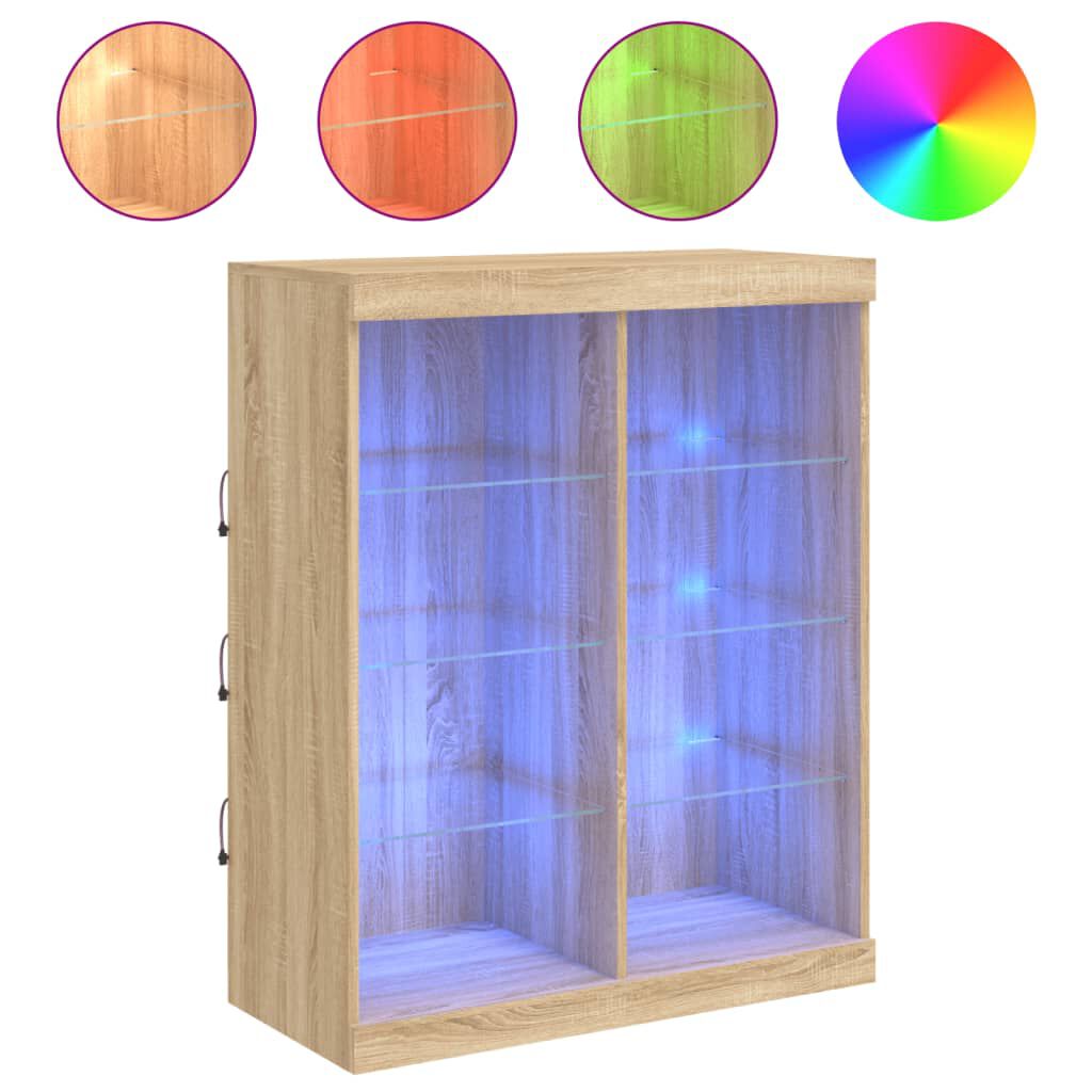 vidaXL Μπουφές με Φώτα LED Sonoma Δρυς 81 x 37 x 100 εκ.