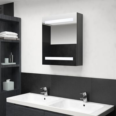 vidaXL Καθρέφτης Μπάνιου με Ντουλάπι & Φωτισμό LED Γκρι 50x14x60 εκ.