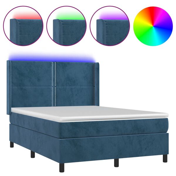 vidaXL &Kappa;&rho;&epsilon;&beta;ά&tau;&iota; Boxspring &mu;&epsilon; &Sigma;&tau;&rho;ώ&mu;&alpha; & LED &Sigma;&kappa;. &Mu;&pi;&lambda;&epsilon; 140x200&epsilon;&kappa;. &Beta;&epsilon;&lambda;&omicron;ύ&delta;&iota;&nu;&omicron;