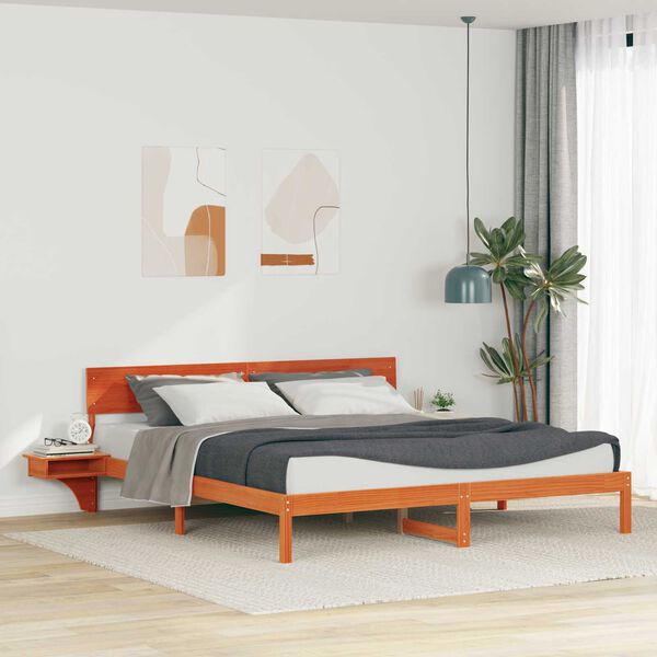vidaXL Σκελετός Κρεβατιού Καφέ κεριού 200 x 200 cm Μασίφ ξύλο πεύκου