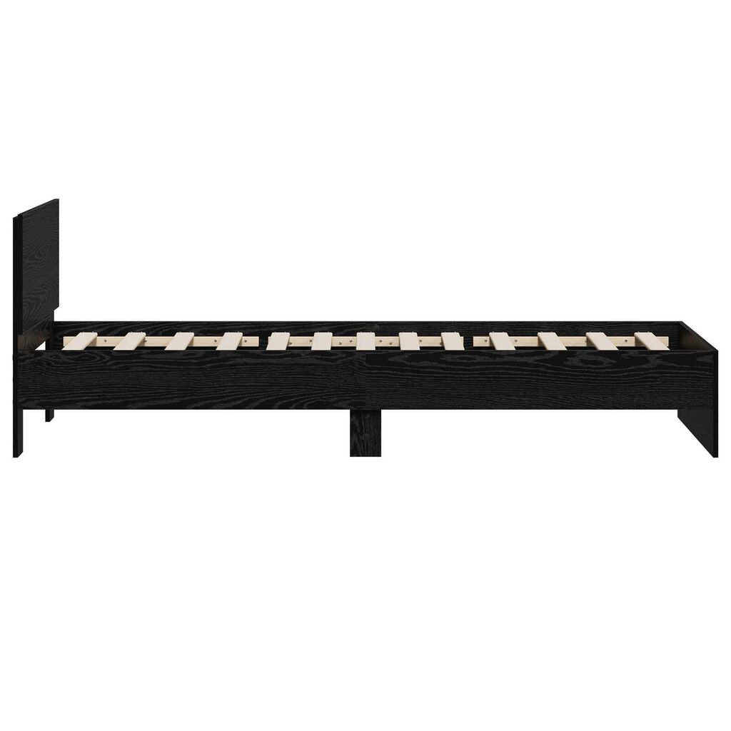 vidaXL Κρεβάτι με Υποκείμενο Μαύρη Δρυς 90x200 cm Επεξεργασμένο Ξύλο