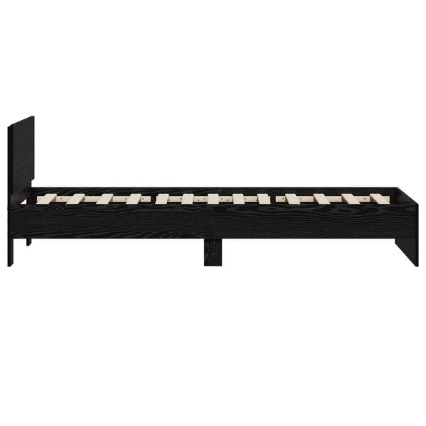 vidaXL Κρεβάτι με Υποκείμενο Μαύρη Δρυς 90x200 cm Επεξεργασμένο Ξύλο