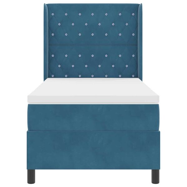 vidaXL Κρεβάτι Box Spring LED με Στρώμα Μπλε 90 x 200 cm Βελούδο