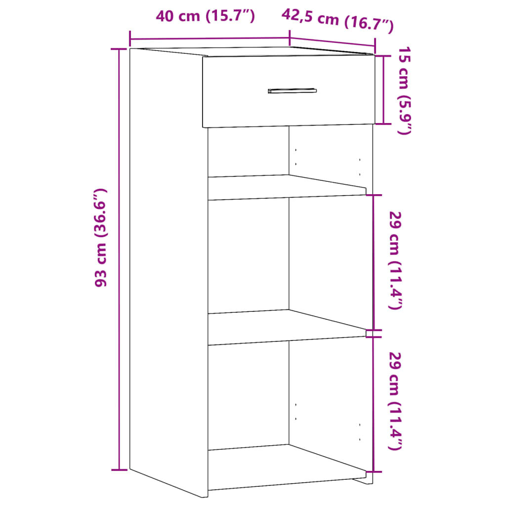 vidaXL Ντουλάπι Καφέ Δρυς 40x42,5x93 εκ. Επεξεργασμένο Ξύλο