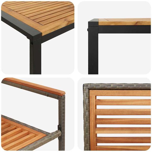 vidaXL Σέτ φαγητού για κήπο 7 pcs Γκρι 200 x 80 x 75 cm