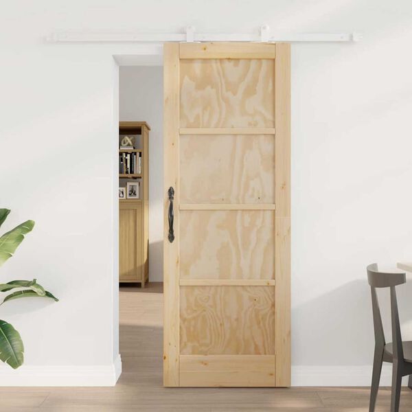 vidaXL Σετ Συρόμενης Πόρτας Φυσικό και λευκό 73.5 x 198.5 εκ.