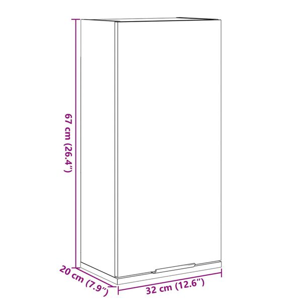 vidaXL Ντουλάπι Μπάνιου Επιτοίχιο Artisan Δρυς 32 x 20 x 67 εκ.