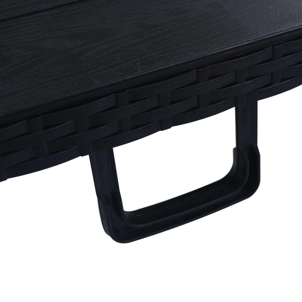 vidaXL Τραπέζι Κήπου Πτυσσόμ. Μαύρο 180x75x72 εκ. HDPE Απομίμηση Ρατάν