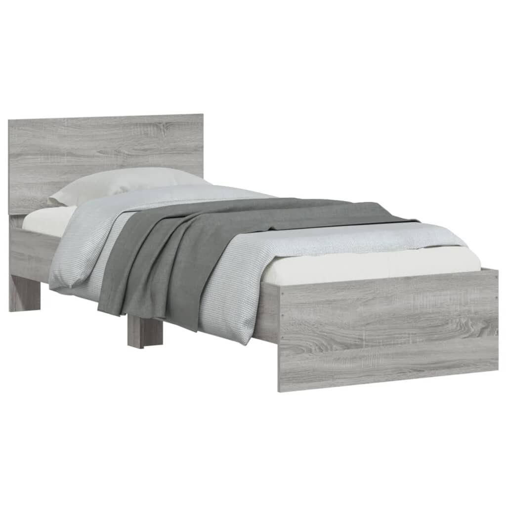 vidaXL Πλαίσιο Κρεβατιού με Κεφαλάρι Γκρι Sonoma 90x190 εκ. Επεξ. Ξύλο