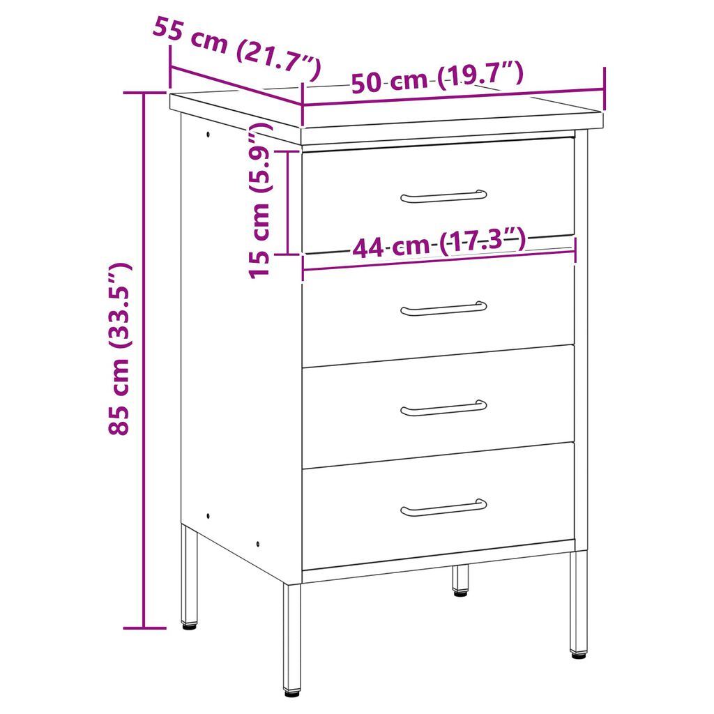 vidaXL Ντουλάπα εργασίας κόκκινη 50x55x85 εκ χάλυβας