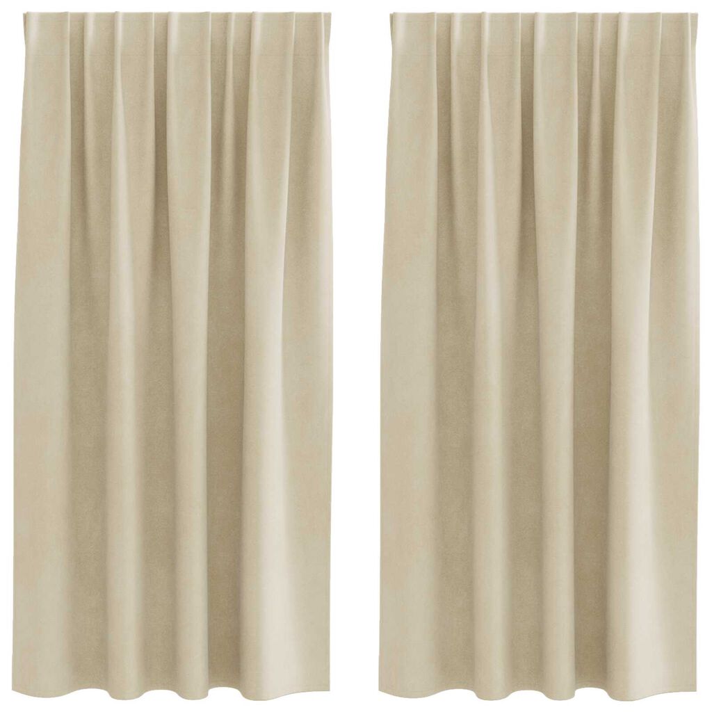 vidaXL Κουρτίνες με κουρτίνες 2 pcs Κρεμ 140 x 175 cm Βελούδο