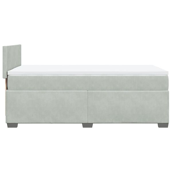 vidaXL Κρεβάτι Boxspring με Στρώμα Ανοιχτό Γκρι 90x190 εκ. Βελούδινο