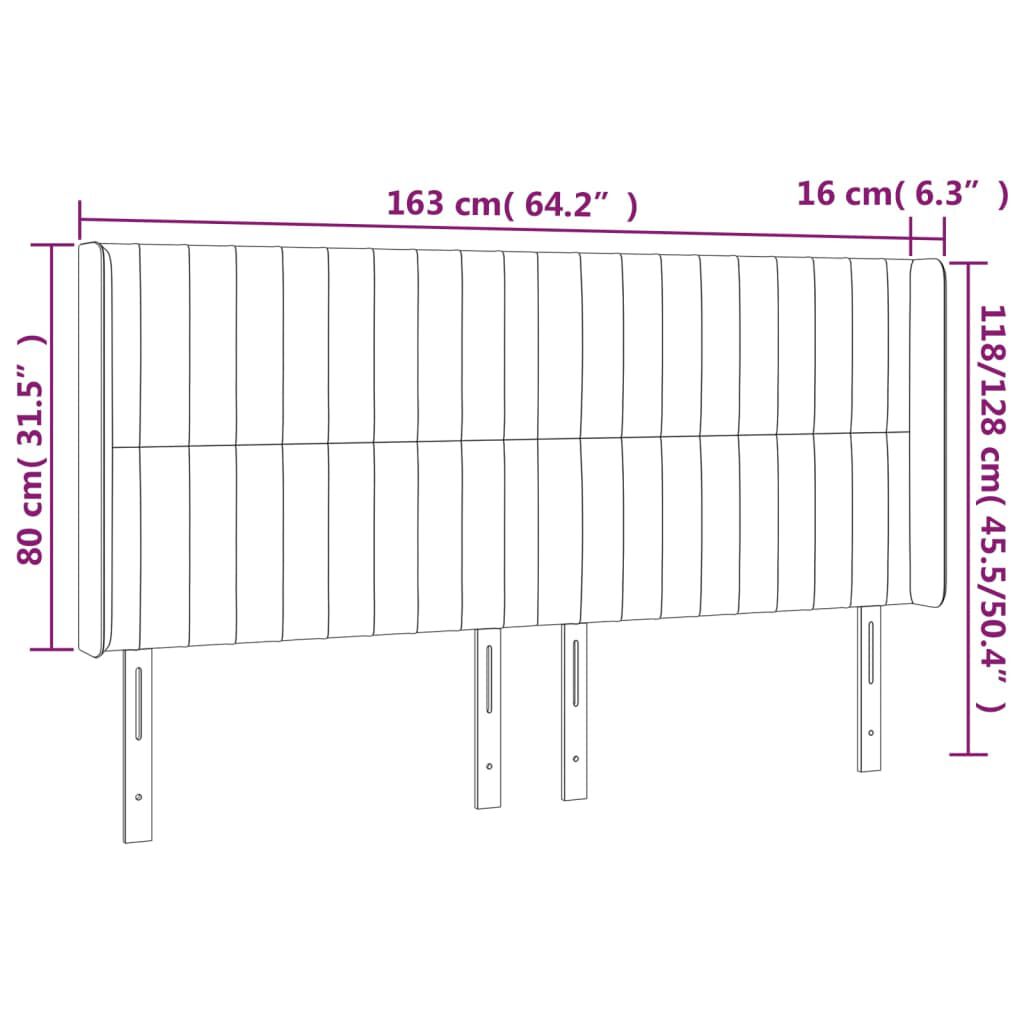 vidaXL Κεφαλάρι με Πτερύγια Σκούρο Γκρι 163x16x118/128 εκ. Υφασμάτινο