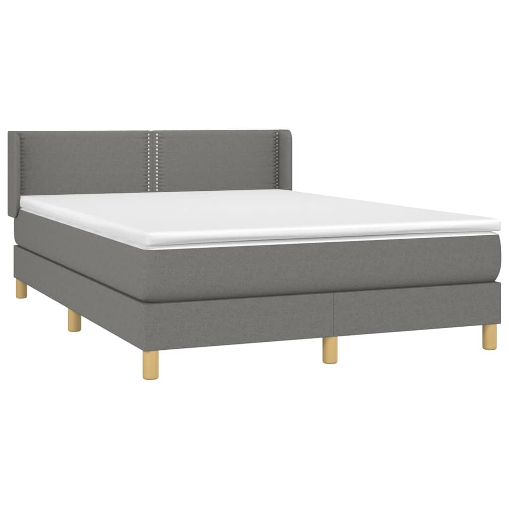 vidaXL Κρεβάτι Boxspring με Στρώμα Σκούρο Γκρι 140x190 εκ. Υφασμάτινο