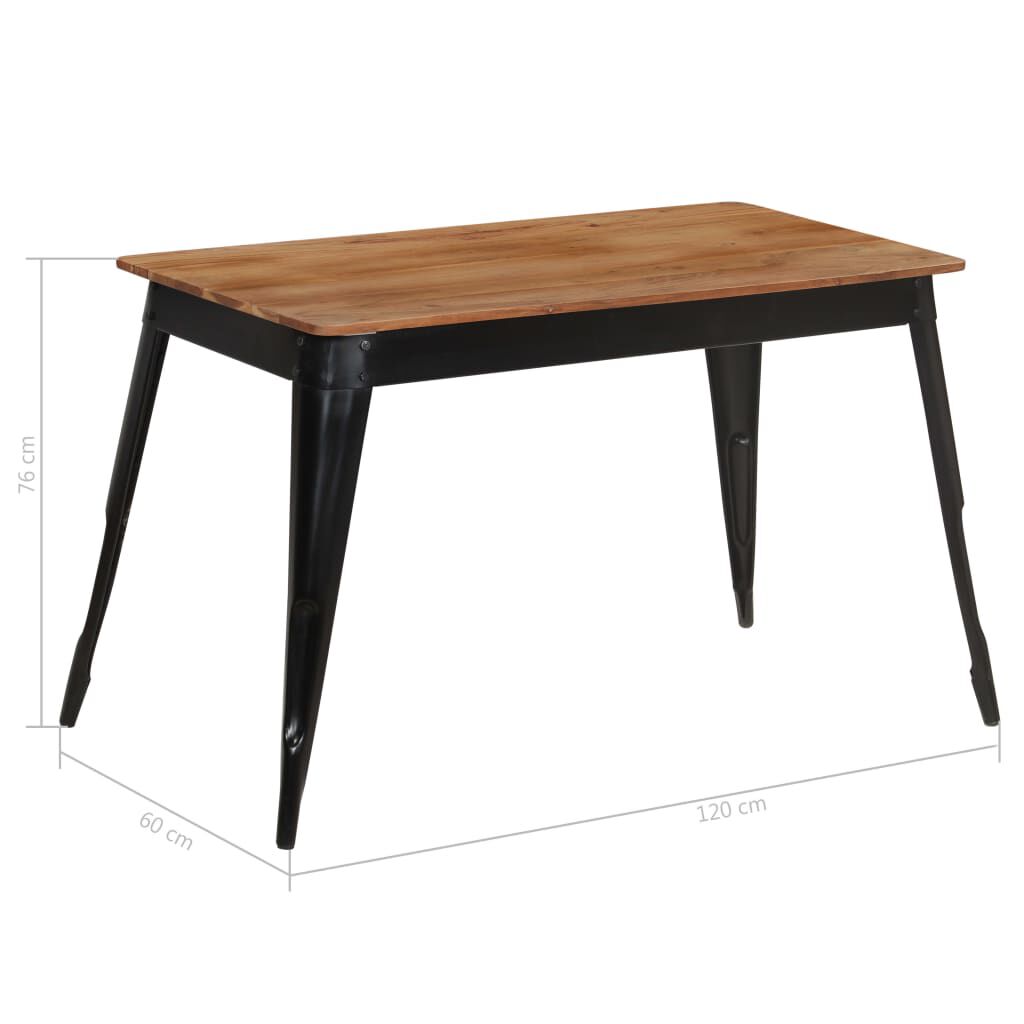 vidaXL Τραπεζαρία 120 x 60 x 76 εκ. από Μασίφ Ξύλο Ακακίας και Ατσάλι