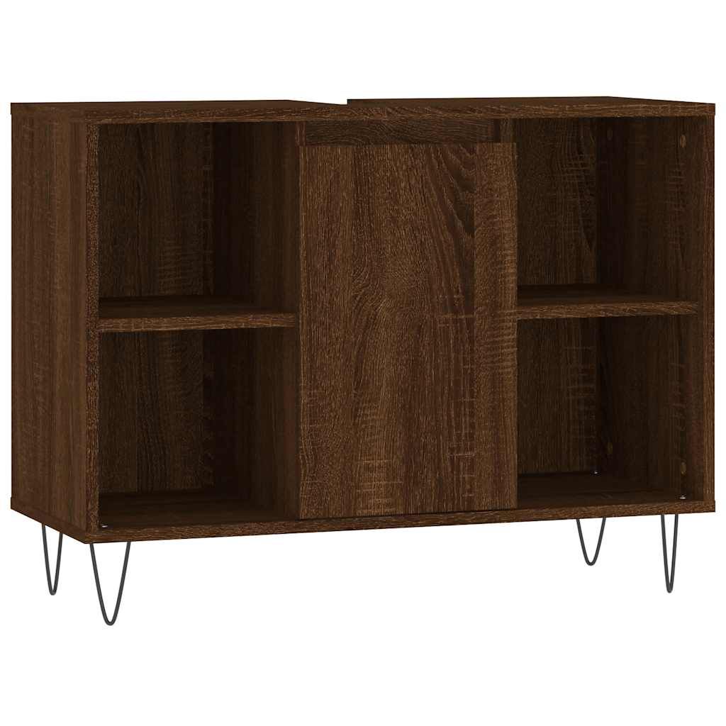 vidaXL Ντουλάπι Μπάνιου Καφέ Δρυς 80 x 33 x 60 εκ. Επεξεργασμένο Ξύλο