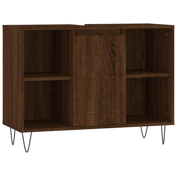 vidaXL Ντουλάπι Μπάνιου Καφέ Δρυς 80 x 33 x 60 εκ. Επεξεργασμένο Ξύλο