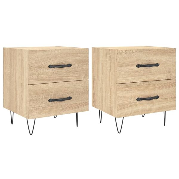 vidaXL Κομοδίνα 2 τεμ. Sonoma Δρυς 40 x 35 x 47,5 εκ. Επεξεργ. Ξύλο