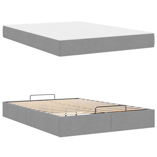 vidaXL Σκελετός Κρεβατιού Ανοιχτό γκρι 160 x 200 cm ύφασμα