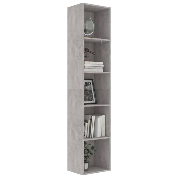 vidaXL Βιβλιοθήκη Γκρι του Σκυροδέματος 40x30x189 εκ. από Επεξ. Ξύλο