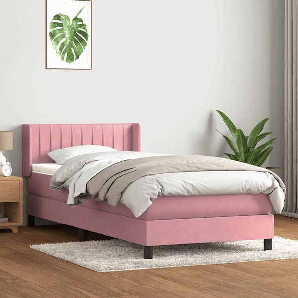 vidaXL &Kappa;&rho;&epsilon;&beta;ά&tau;&iota; Boxspring &mu;&epsilon; &Sigma;&tau;&rho;ώ&mu;&alpha; &Rho;&omicron;&zeta; 90x220 &epsilon;&kappa;. &Beta;&epsilon;&lambda;&omicron;ύ&delta;&iota;&nu;&omicron;
