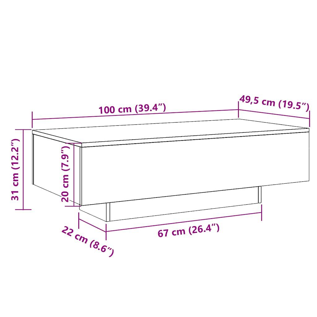 vidaXL Τραπεζάκι Σαλονιού Καπνιστή Δρυς 100x49,5x31 εκ. Επεξεργ. Ξύλο