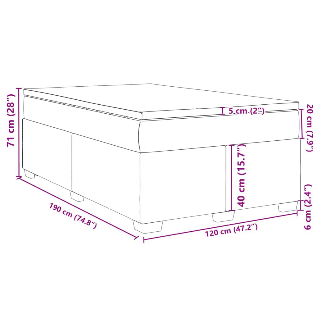 vidaXL Κρεβάτι Boxspring με Στρώμα Μαύρο 120x190 εκ. Βελούδινο