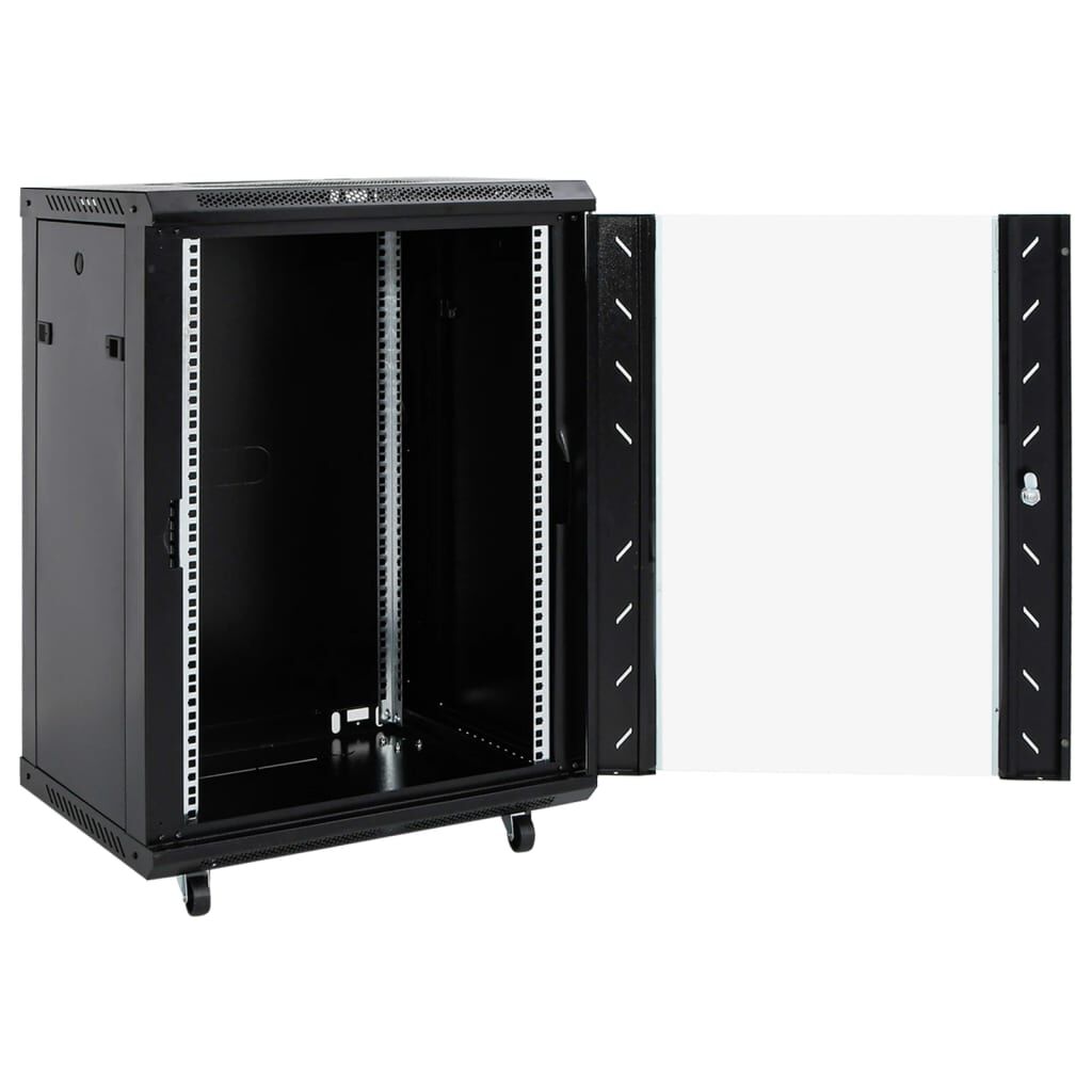 vidaXL Καμπίνα Δικτύου 15U 19" IP20 Μαύρη 60x45x86 εκ.