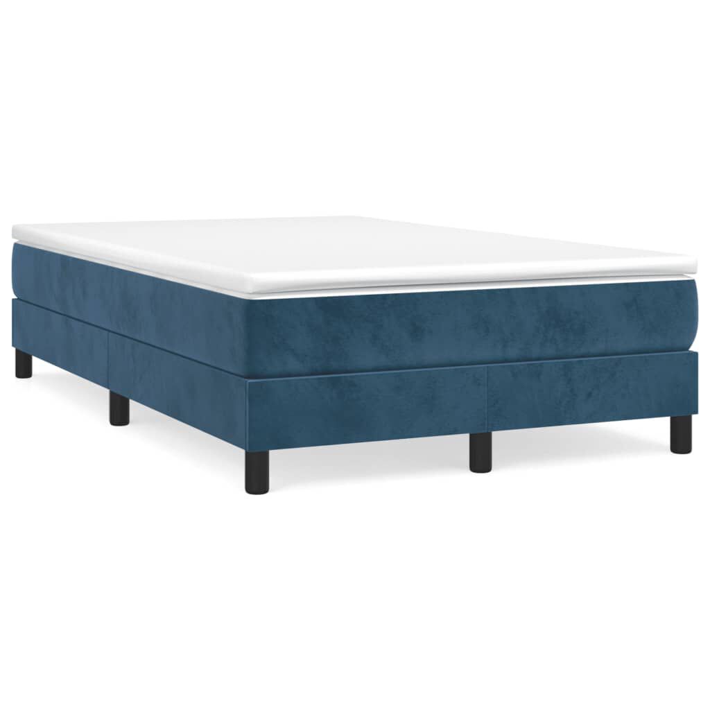 vidaXL Κρεβάτι Boxspring με Στρώμα Σκούρο Μπλε 120x190 εκ. Βελούδινο