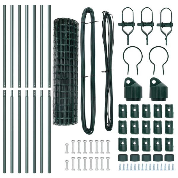 vidaXL Euro Fence με 7 πόλους 1x10 μ Γαλβανισμένος Χάλυβας Πράσινος