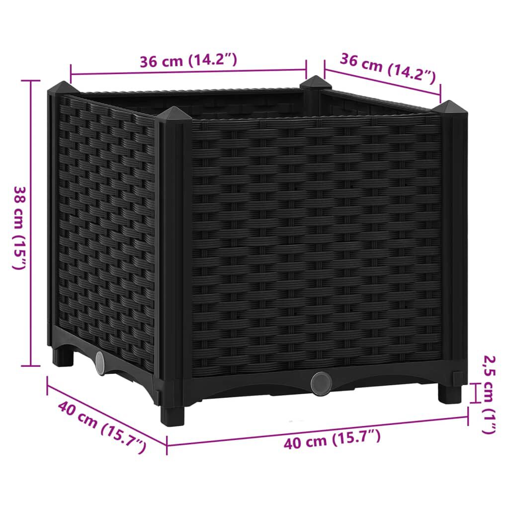 vidaXL Ζαρντινιέρα 40 x 40 x 38 εκ. από Πολυπροπυλένιο