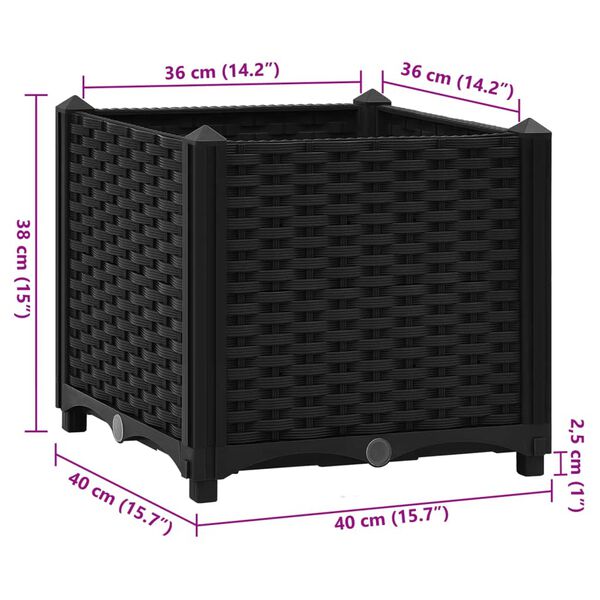 vidaXL Ζαρντινιέρα 40 x 40 x 38 εκ. από Πολυπροπυλένιο