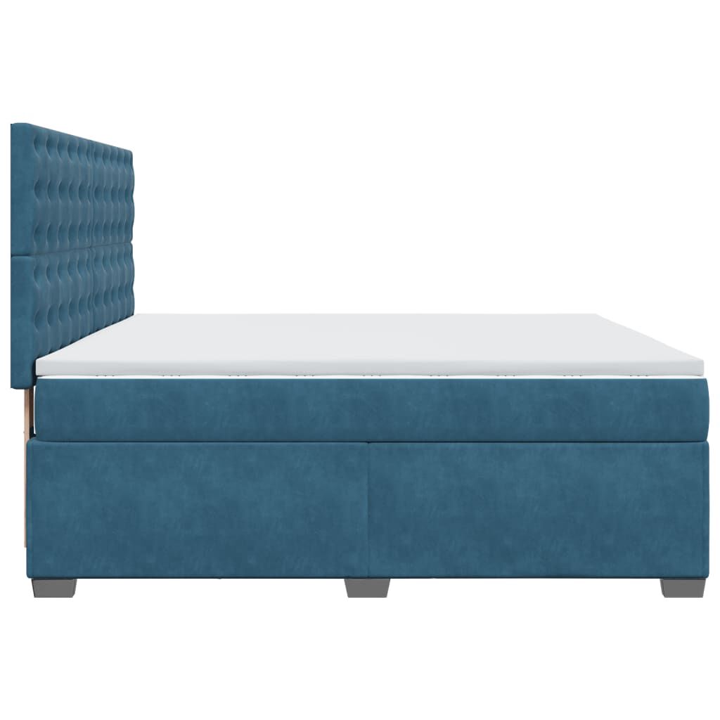 vidaXL Κρεβάτι Boxspring με Στρώμα Μπλε 200x200 εκ. Βελούδινο