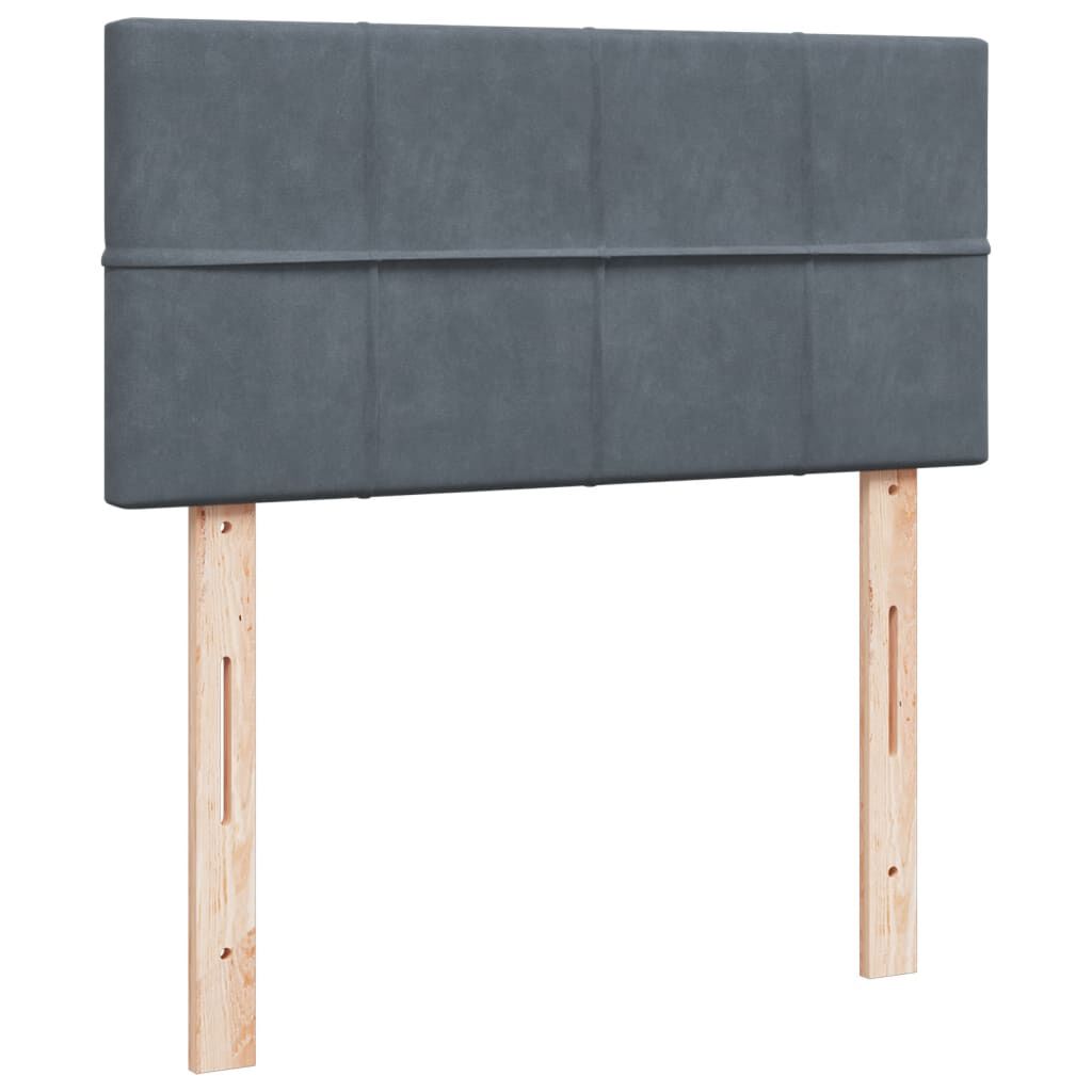 vidaXL Κρεβάτι Boxspring με Στρώμα Σκούρο Γκρι 100x200 εκ. Βελούδινο