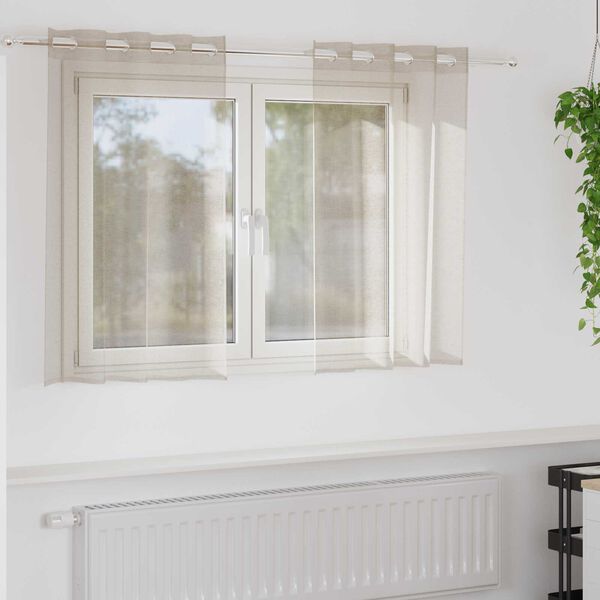 vidaXL Κουρτίνες με κουρτίνες 2 pcs Άμμος 140 x 140 εκ. Πολυεστέρας