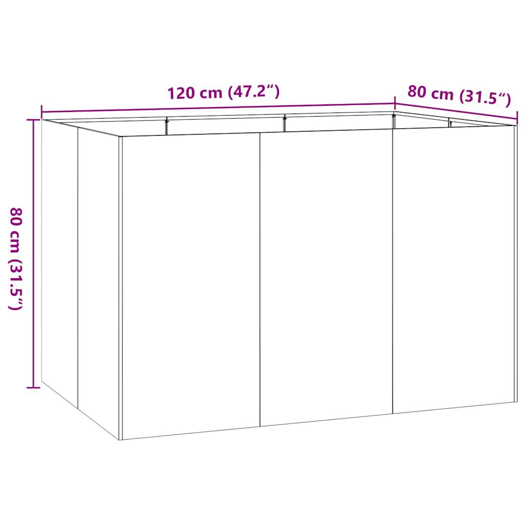 vidaXL Ζαρντινιέρα 120x80x80 εκ. Ατσάλι Σκληρυθέν στον Αέρα