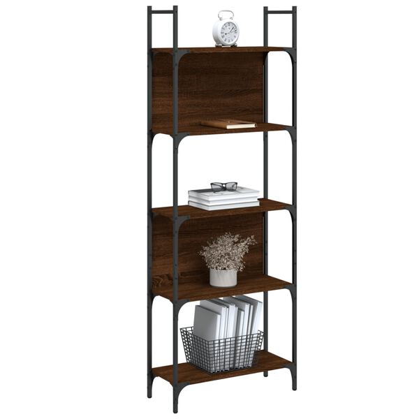 vidaXL Βιβλιοθήκη 5 Επιπέδων Καφέ Δρυς 60,5x24x166,5εκ. Επεξεργ. Ξύλο
