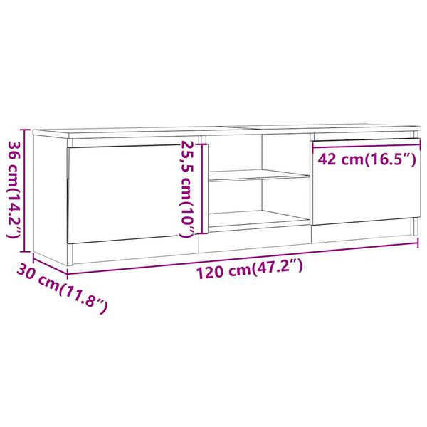 vidaXL Έπιπλο Τηλεόρασης LED Όψη Παλαιού Ξύλου 120x30x36 εκ.Επεξ. Ξύλο