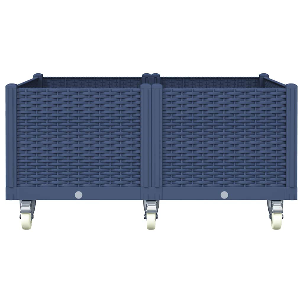 vidaXL Ζαρντινιέρα Κήπου με Ροδάκια Μπλε Γκρι 100x80x54εκ. Πολυπροπυλένιο