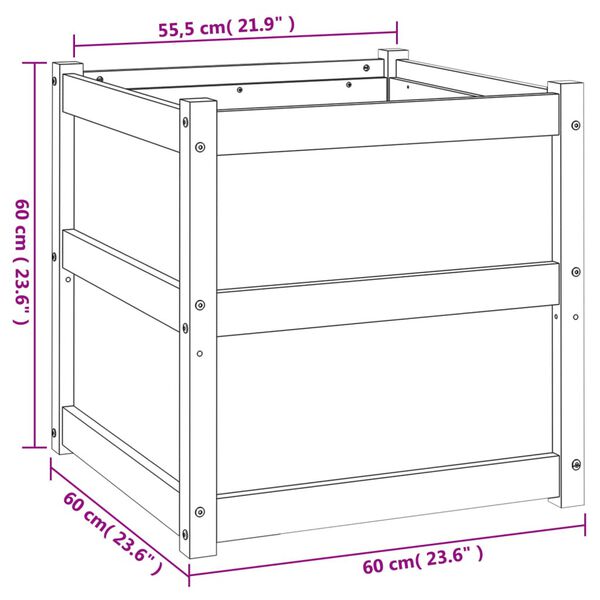 vidaXL Ζαρντινιέρα 60 x 60 x 60 εκ. από Μασίφ Ξύλο Πεύκου