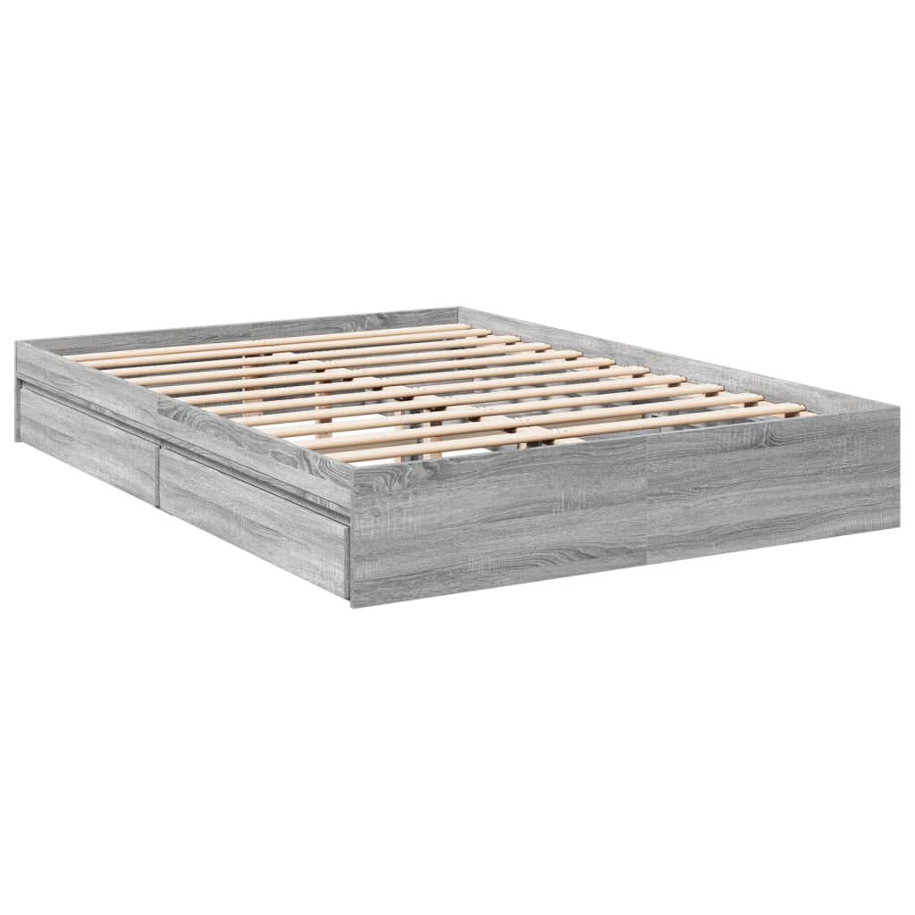 vidaXL Πλαίσιο Κρεβατιού με Συρτάρια Γκρι Sonoma 150x200εκ. Επεξ. Ξύλο