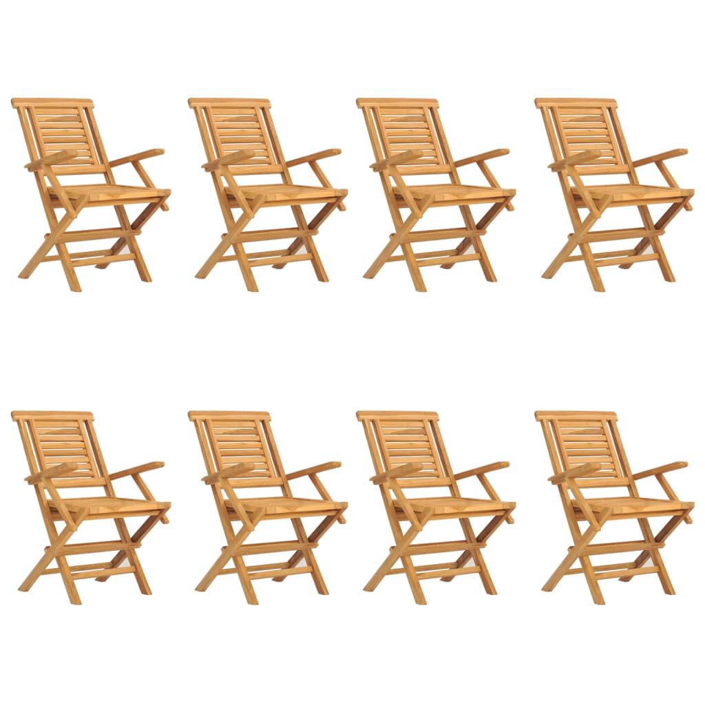 vidaXL Καρέκλες Κήπου Πτυσσόμενες 8 τεμ. 56x63x90 εκ. Μασίφ Ξύλο Teak