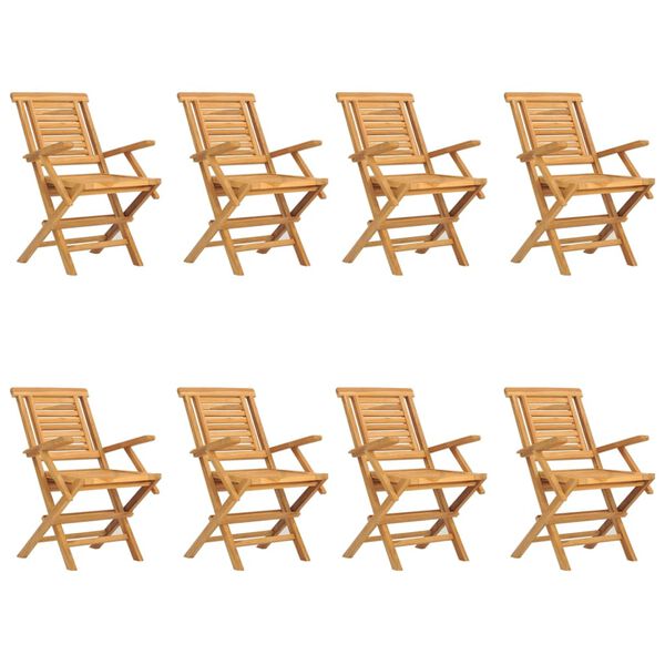 vidaXL Καρέκλες Κήπου Πτυσσόμενες 8 τεμ. 56x63x90 εκ. Μασίφ Ξύλο Teak