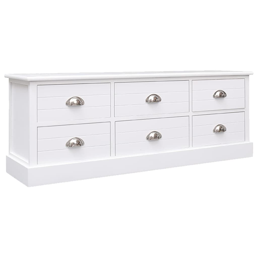 vidaXL Έπιπλο Τηλεόρασης Λευκό 108 x 30 x 40 εκ. Μασίφ Ξύλο Παυλώνιας