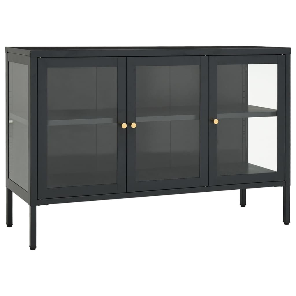 vidaXL Μπουφές Ανθρακί 105 x 35 x 70 εκ. από Ατσάλι και Γυαλί