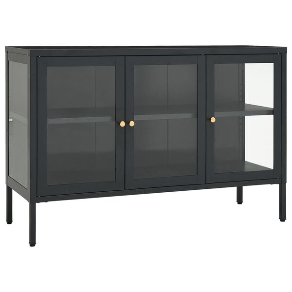 vidaXL Μπουφές Ανθρακί 105 x 35 x 70 εκ. από Ατσάλι και Γυαλί