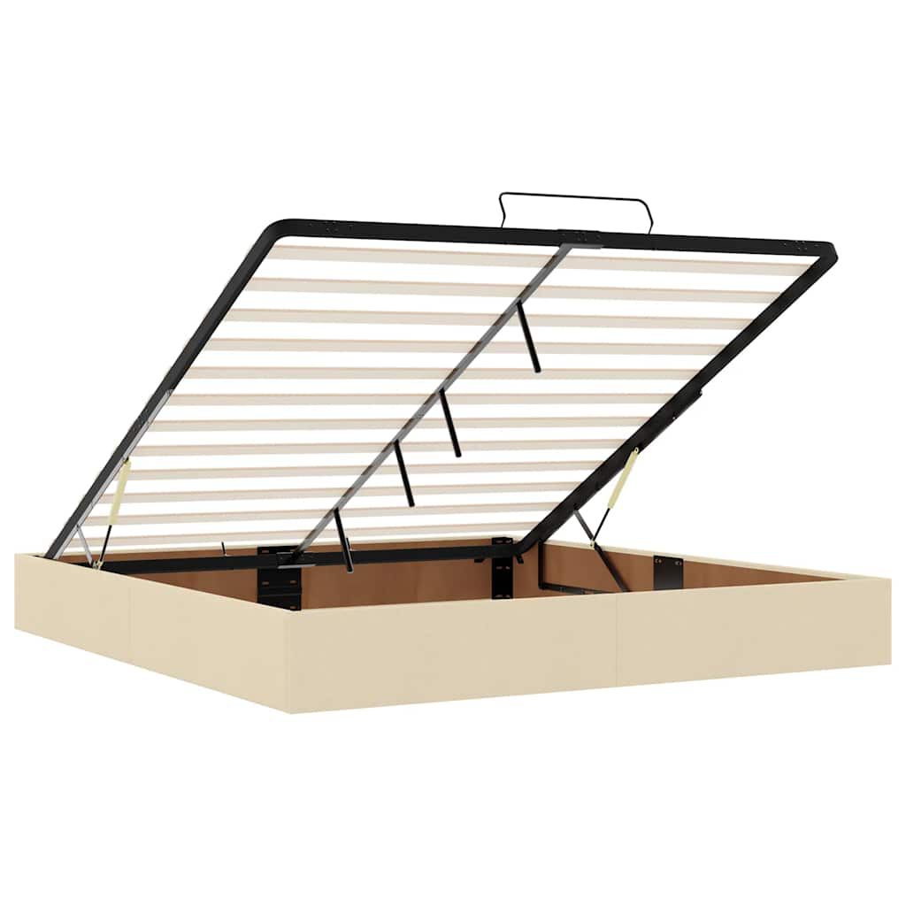 vidaXL Οθωμανικό κρεβάτι με στρώματα & LEDs Κρέμα 200x200cm ύφασμα